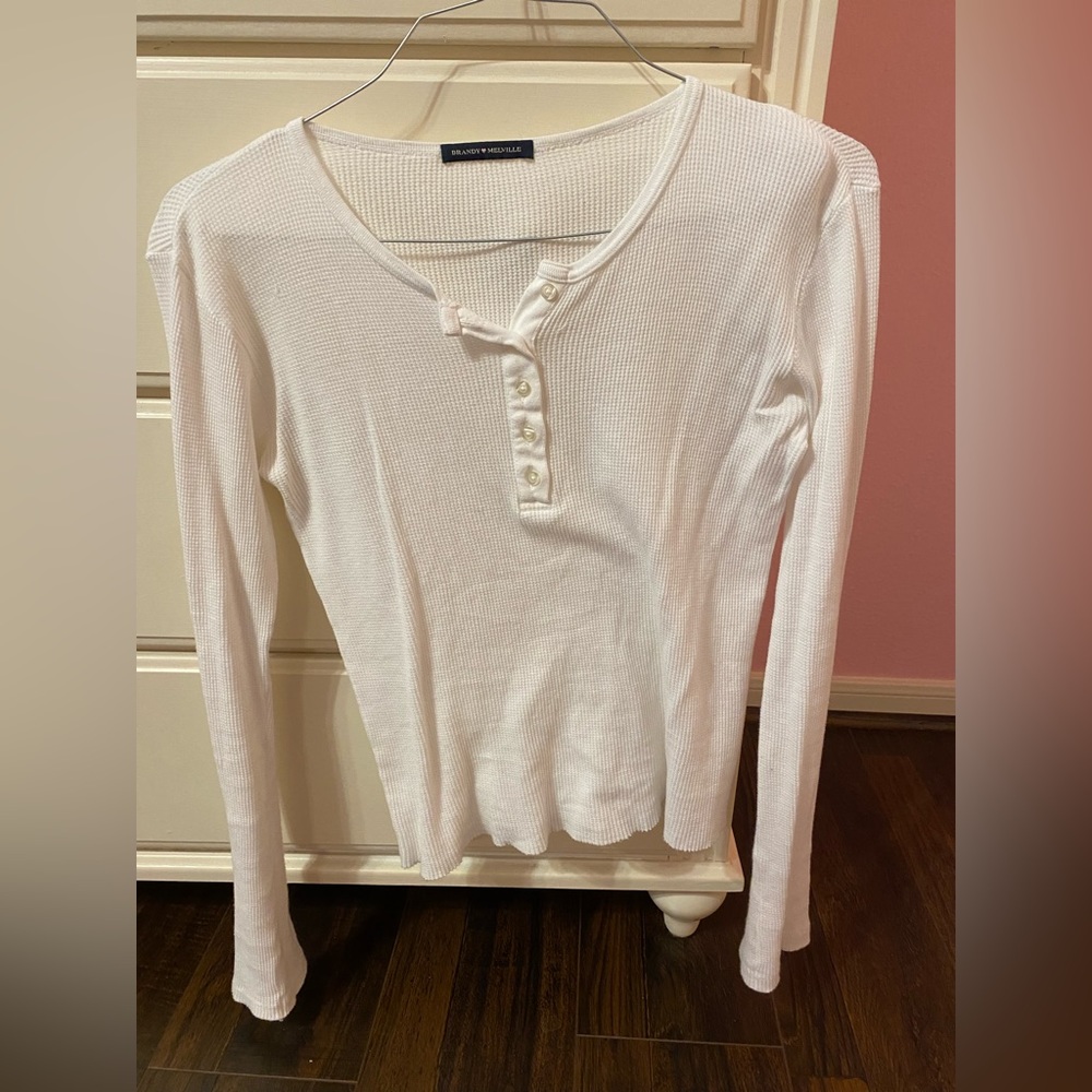 Brandy Melville white button up long sleeve